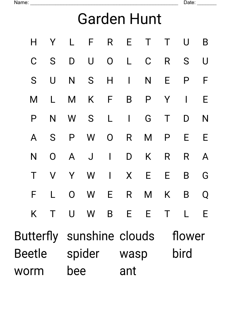 Garden Hunt  Word Search
