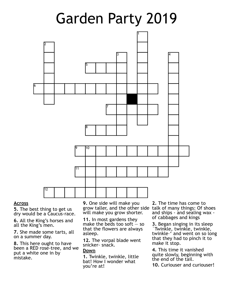 Garden Party 2019 Crossword