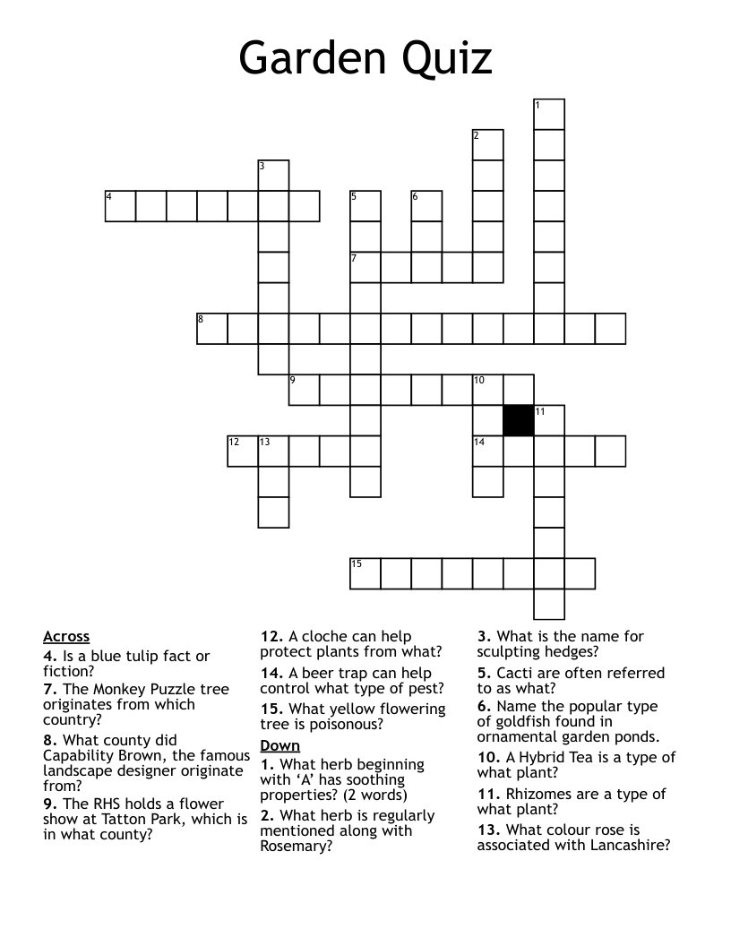 Garden Quiz Crossword