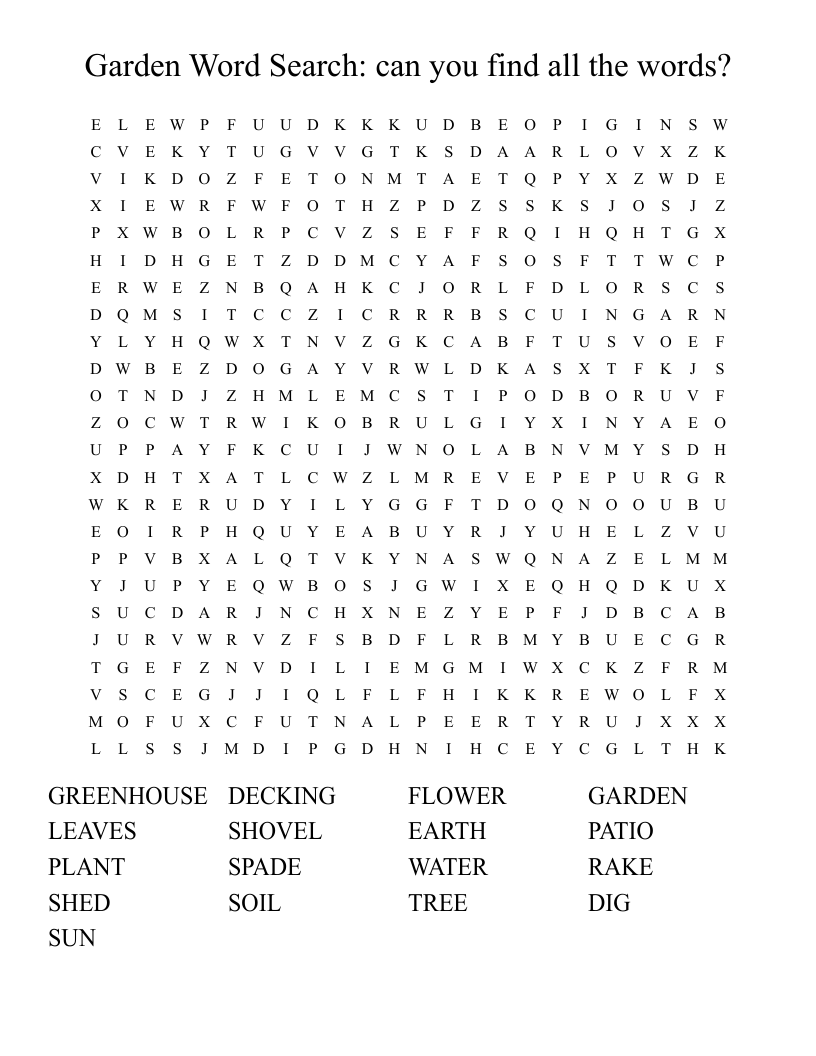 Garden Word Search: can you find all the words?