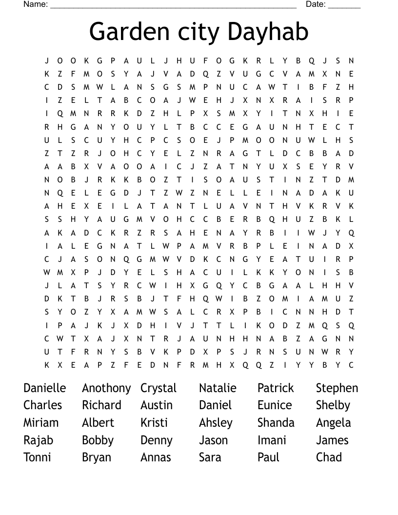Garden city Dayhab Word Search
