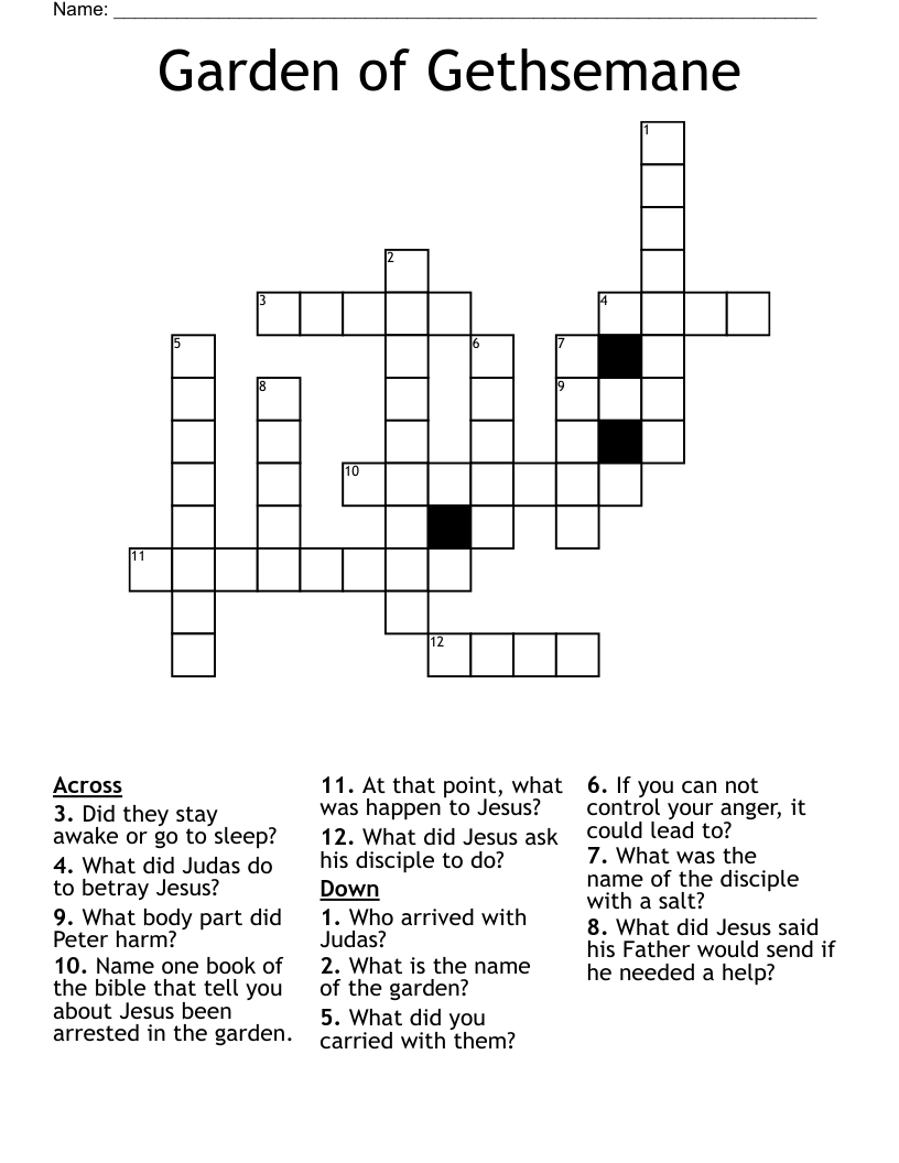 Garden of Gethsemane Crossword