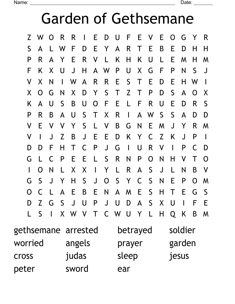 Garden of Gethsemane Word Search