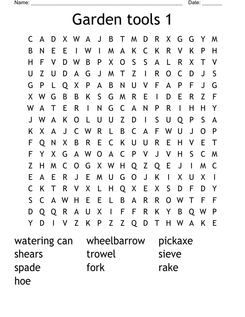 Garden tools 1 Word Search