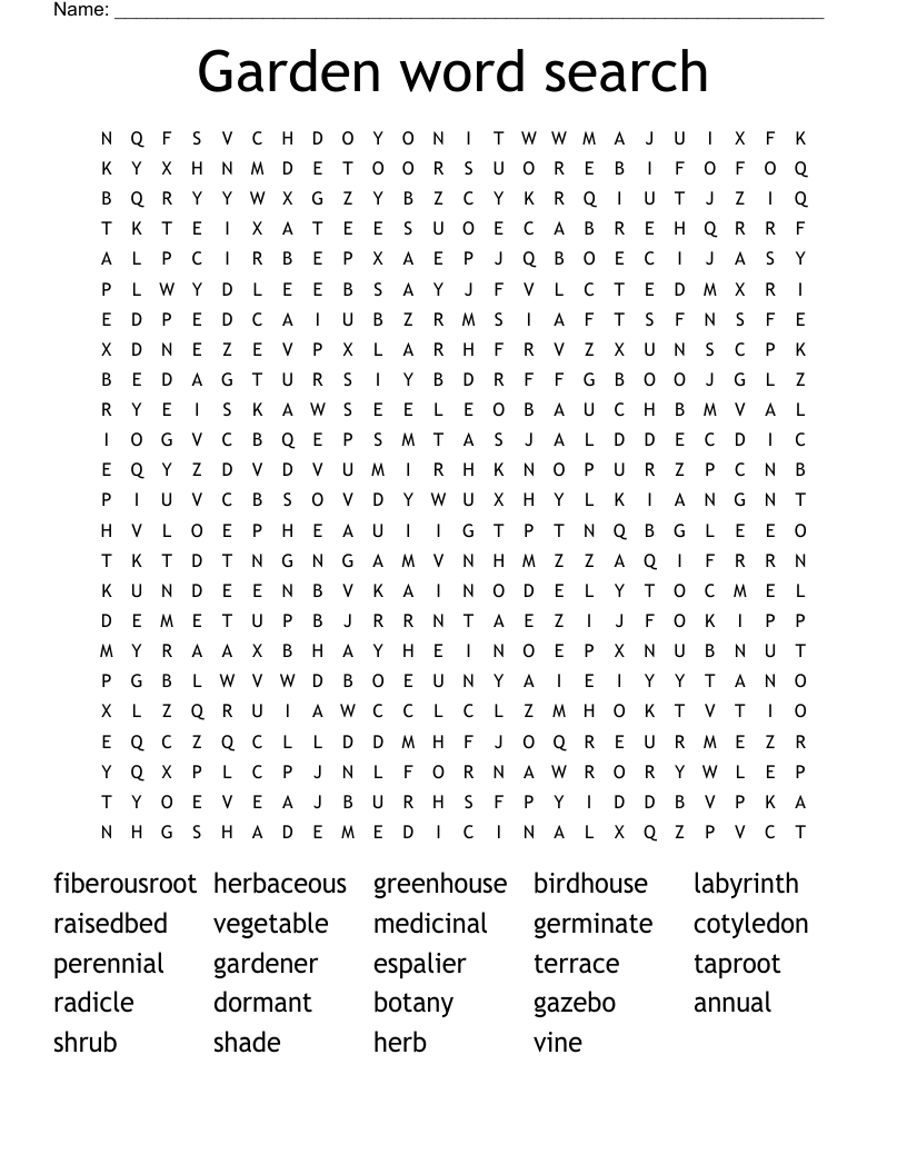 Garden word search