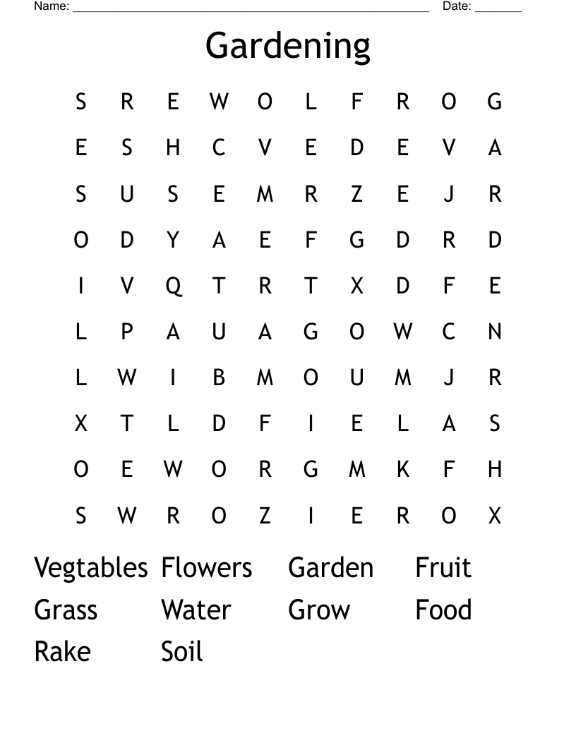Gardening Word Search