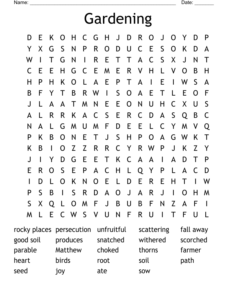 Gardening Word Search
