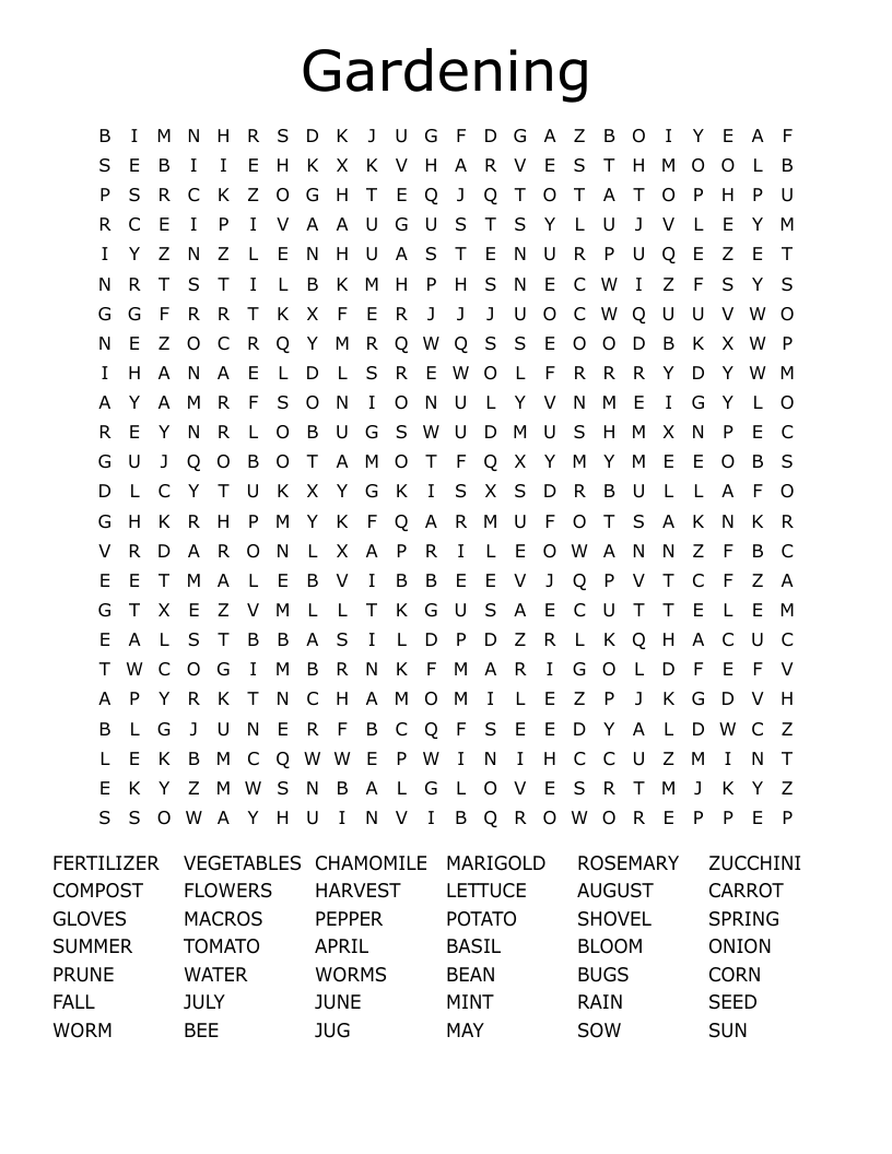 Gardening Word Search