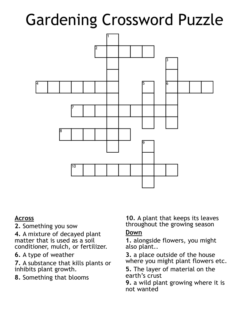 Gardening Crossword Puzzle