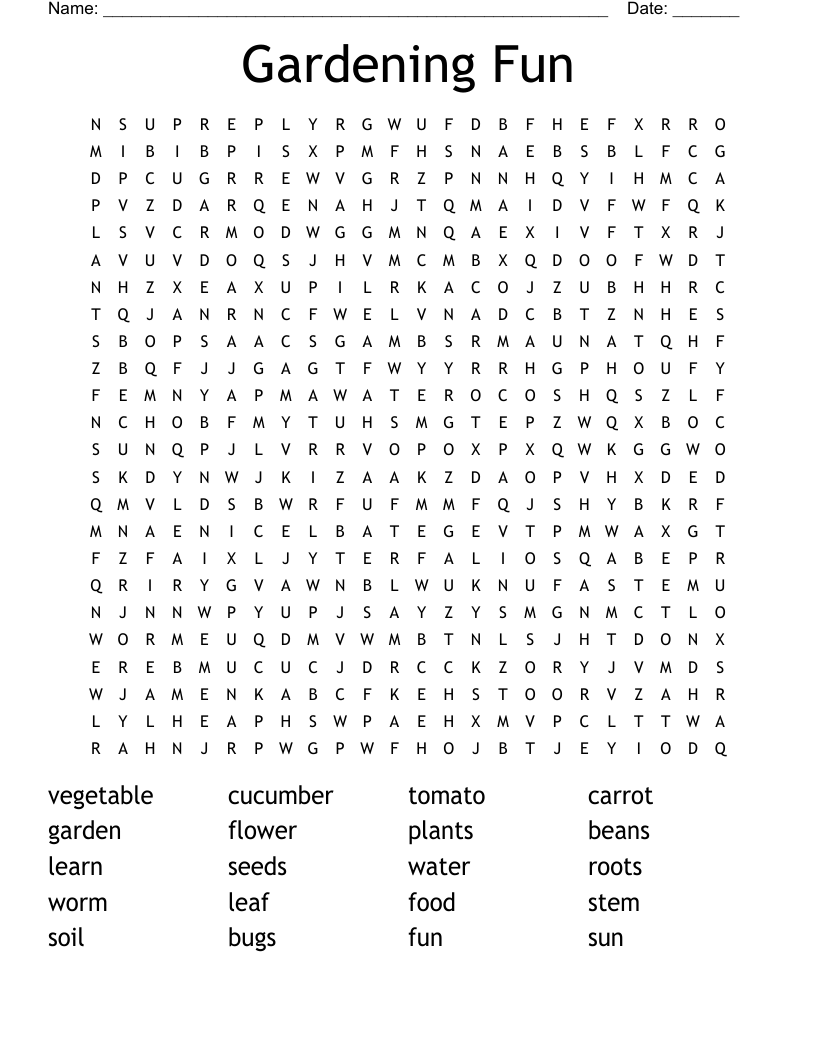 Gardening Fun Word Search