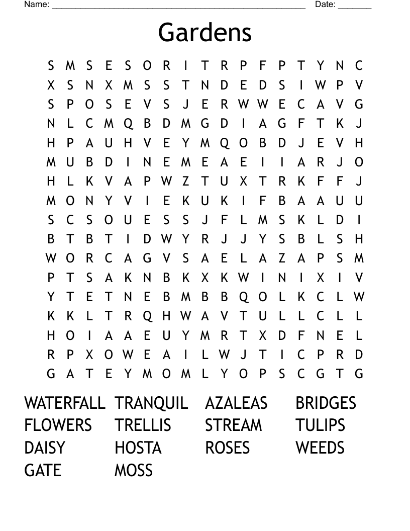 Gardens  Word Search