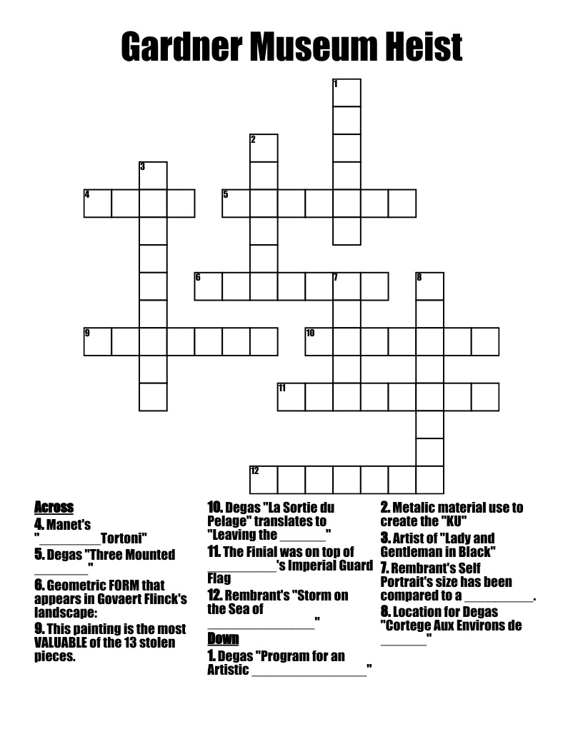 Gardner Museum Heist Crossword