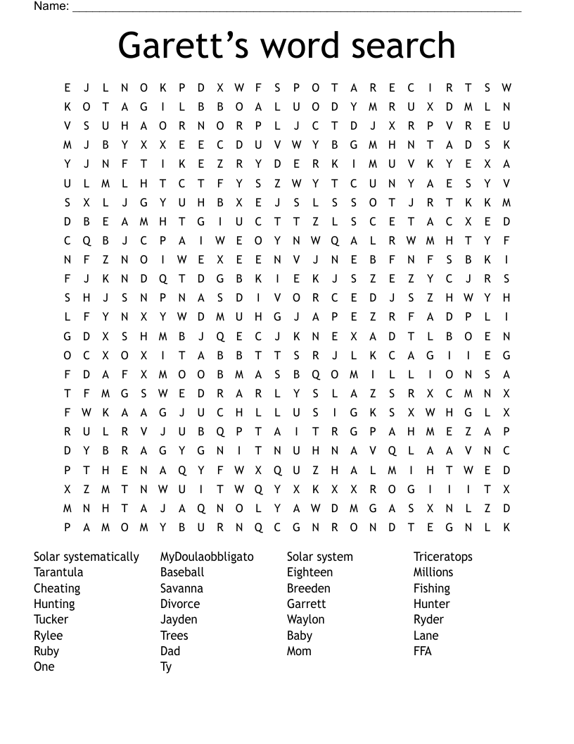 Garett’s word search