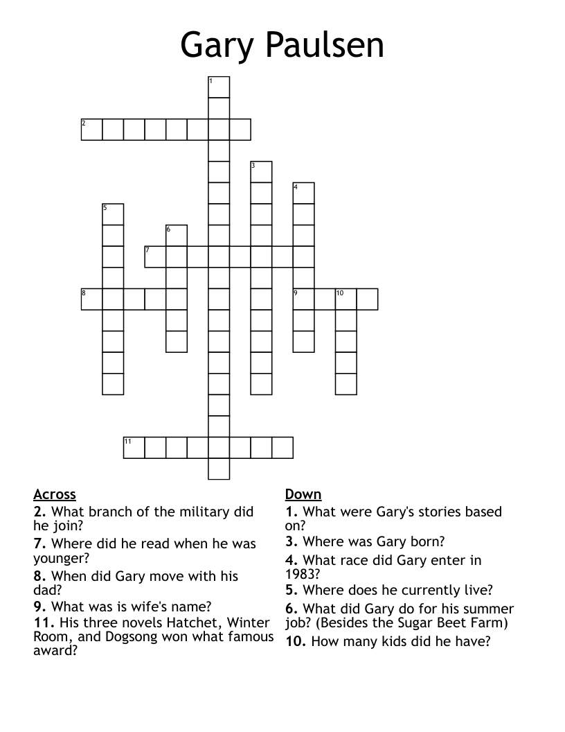 Gary Paulsen Crossword
