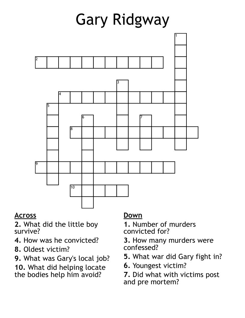 Gary Ridgway Crossword