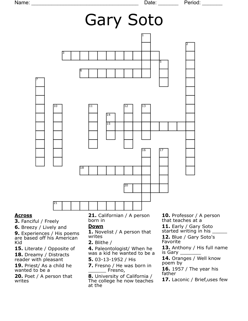 Gary Soto Crossword