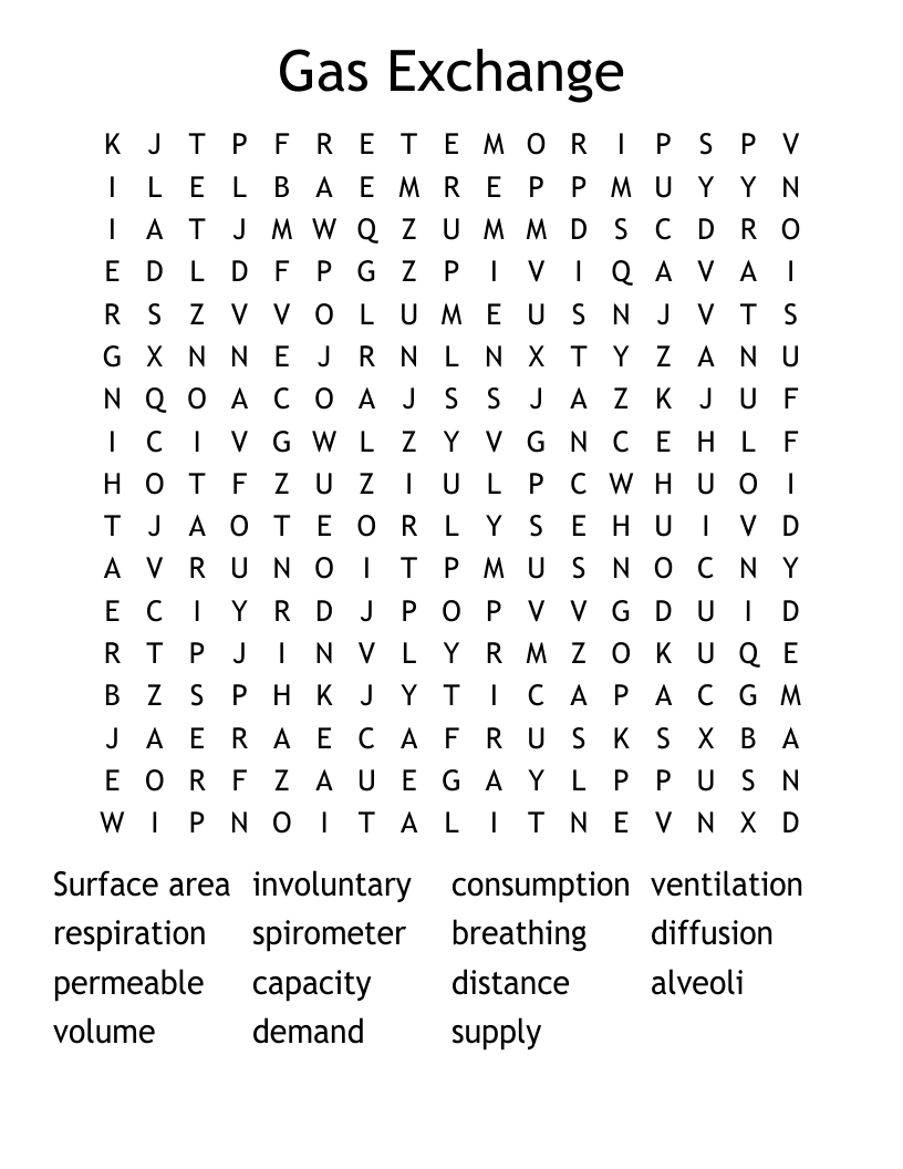 Gas Exchange Word Search