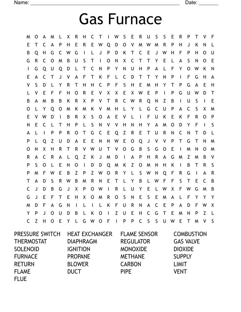 Gas Furnace Word Search