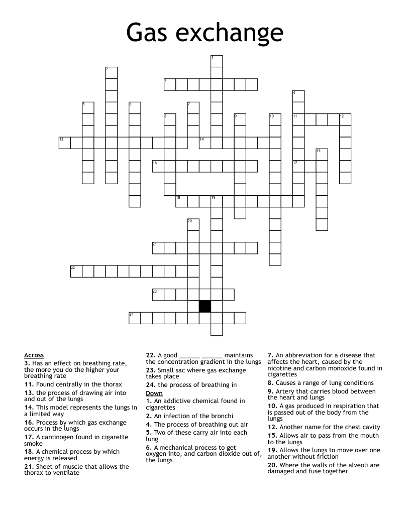 Gas exchange  Crossword