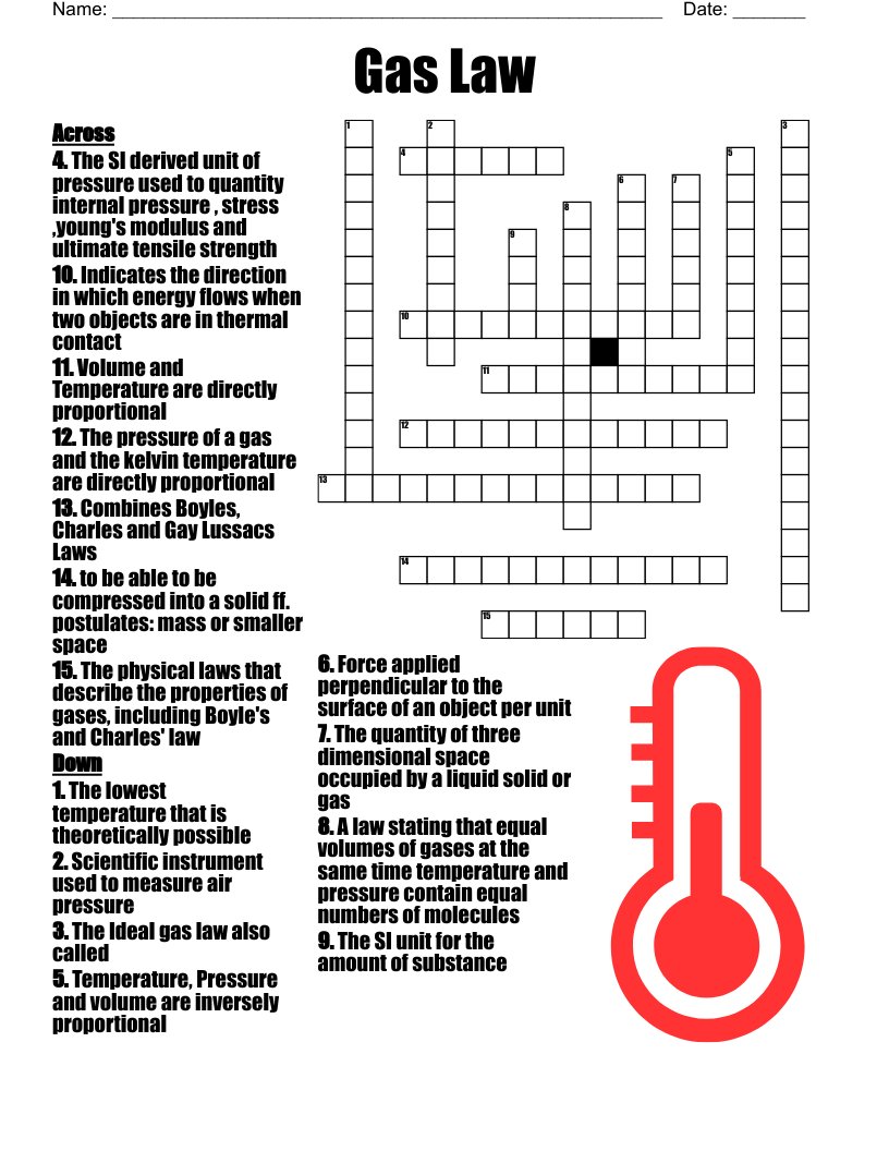 Gas Law Crossword