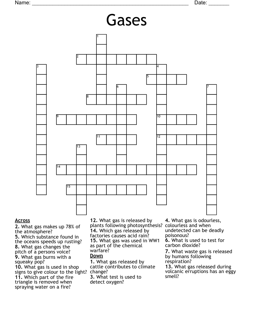 Gases Crossword