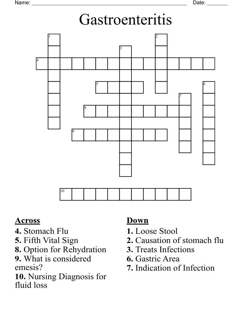 Gastroenteritis Crossword
