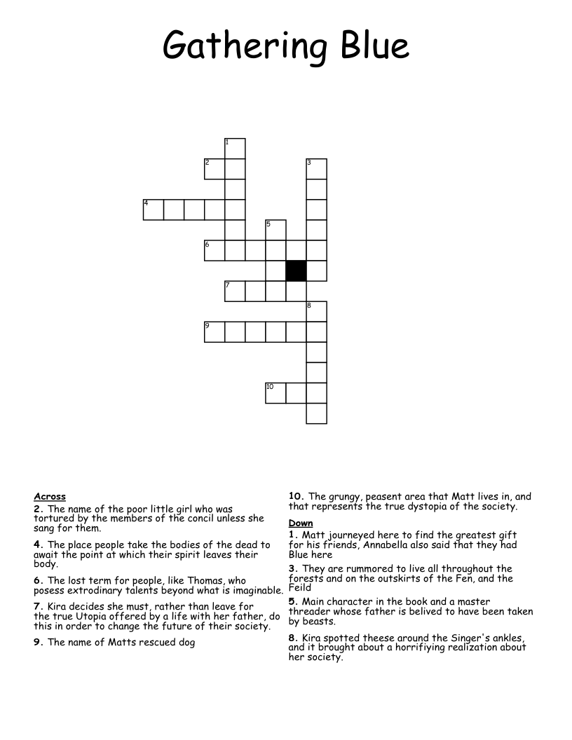 Gathering Blue Crossword