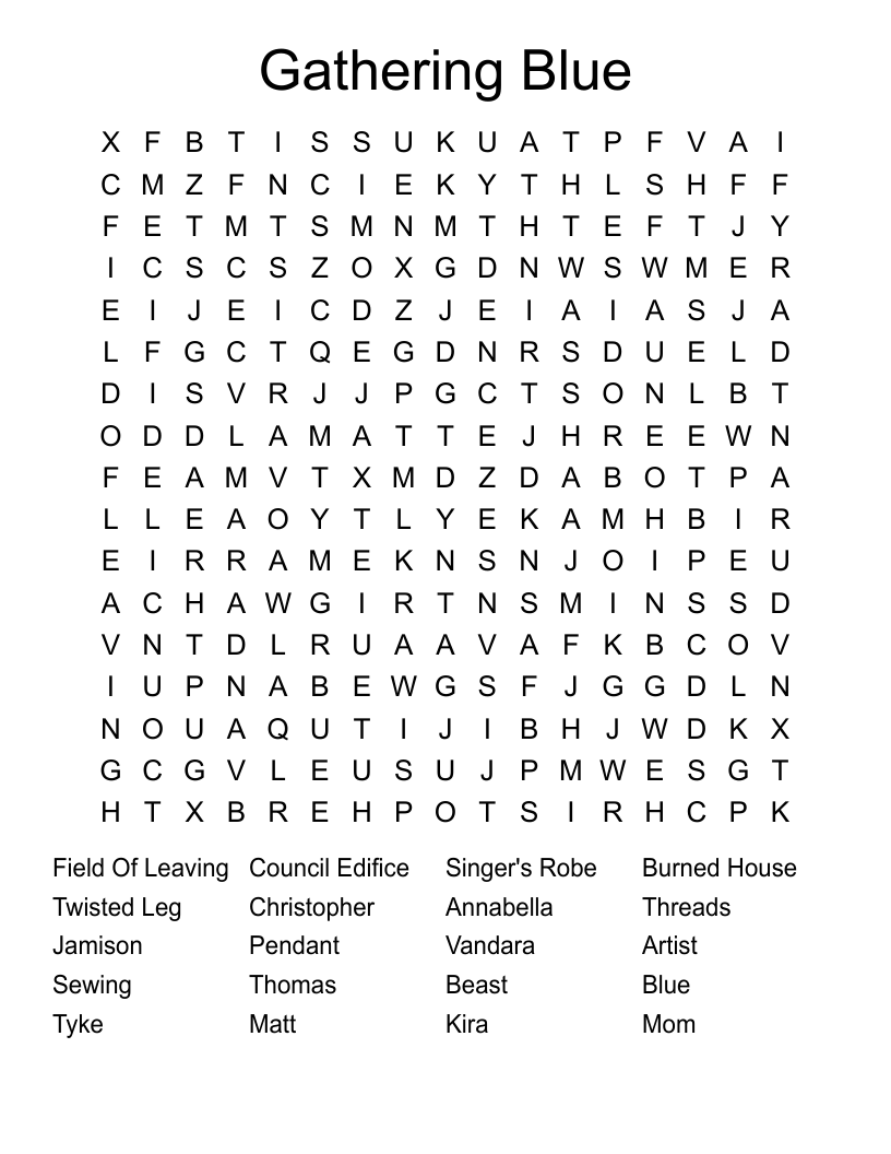 Gathering Blue Word Search