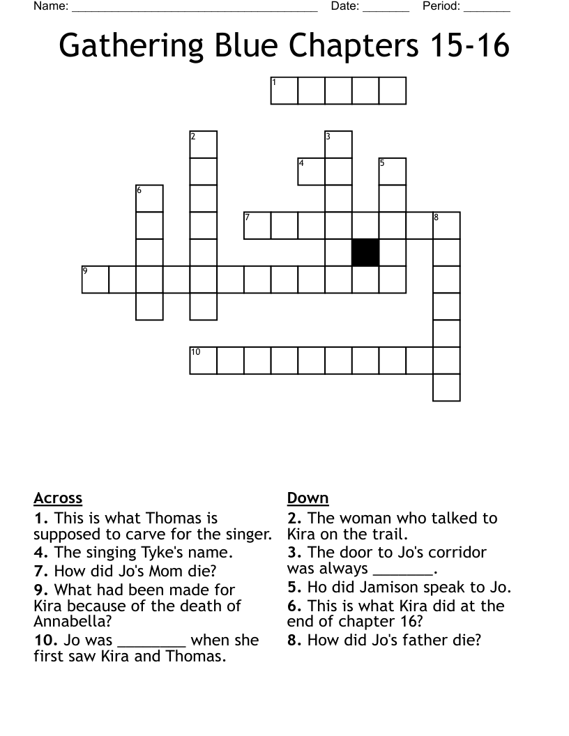 Gathering Blue Chapters 15-16 Crossword