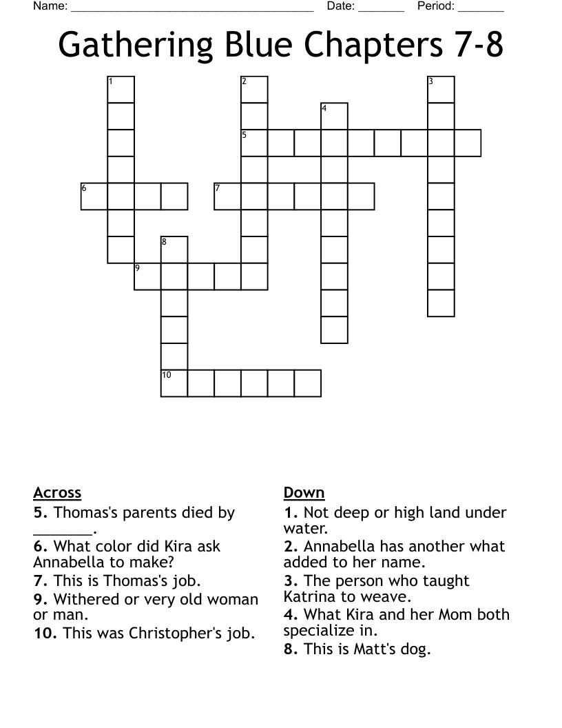 Gathering Blue Chapters 7-8 Crossword