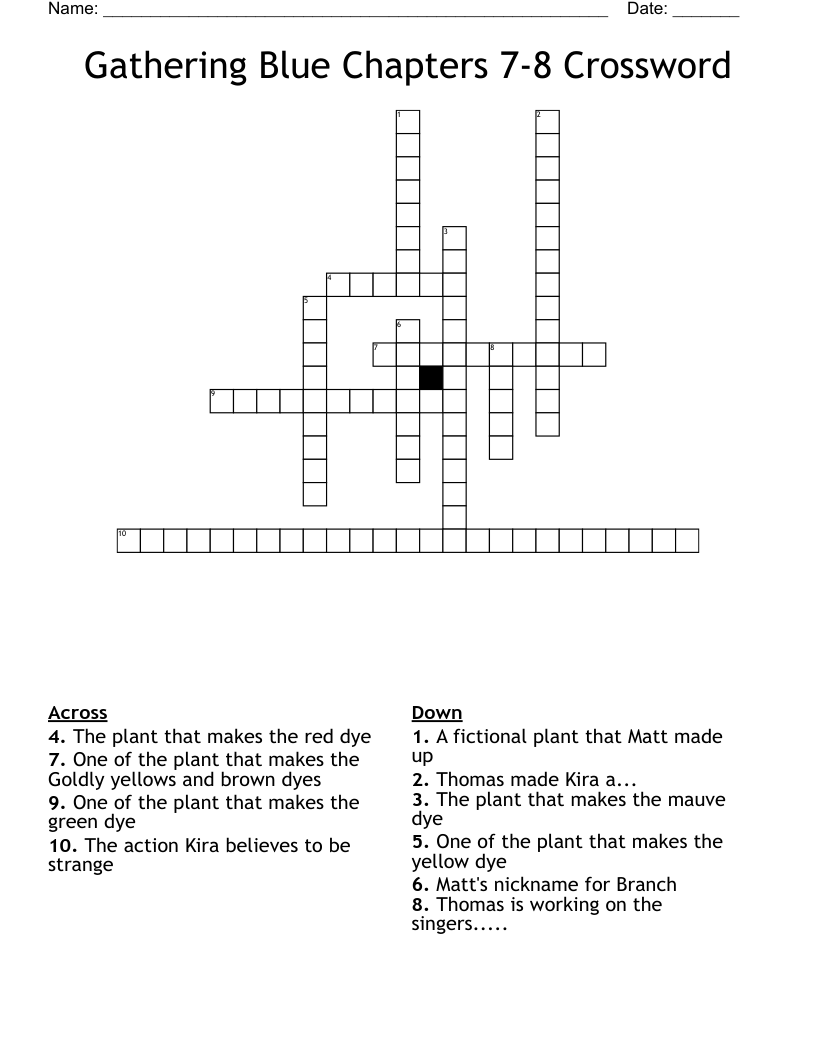 Gathering Blue Chapters 7-8 Crossword