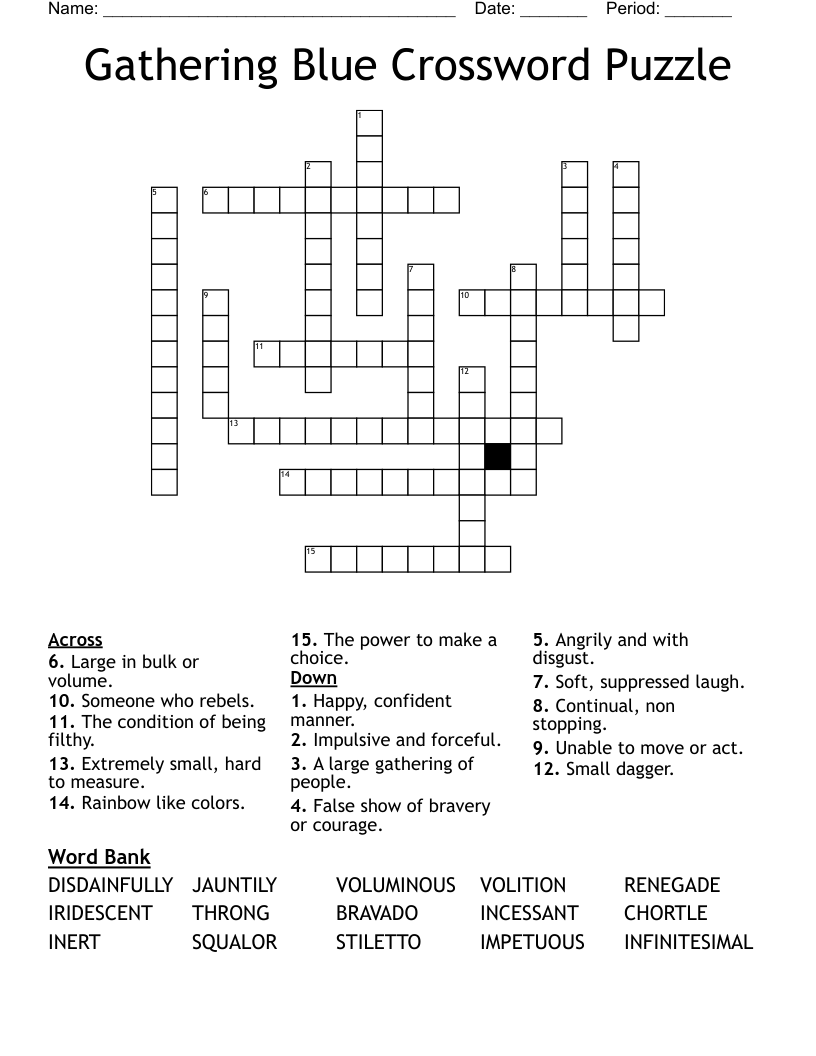 Gathering Blue Crossword Puzzle