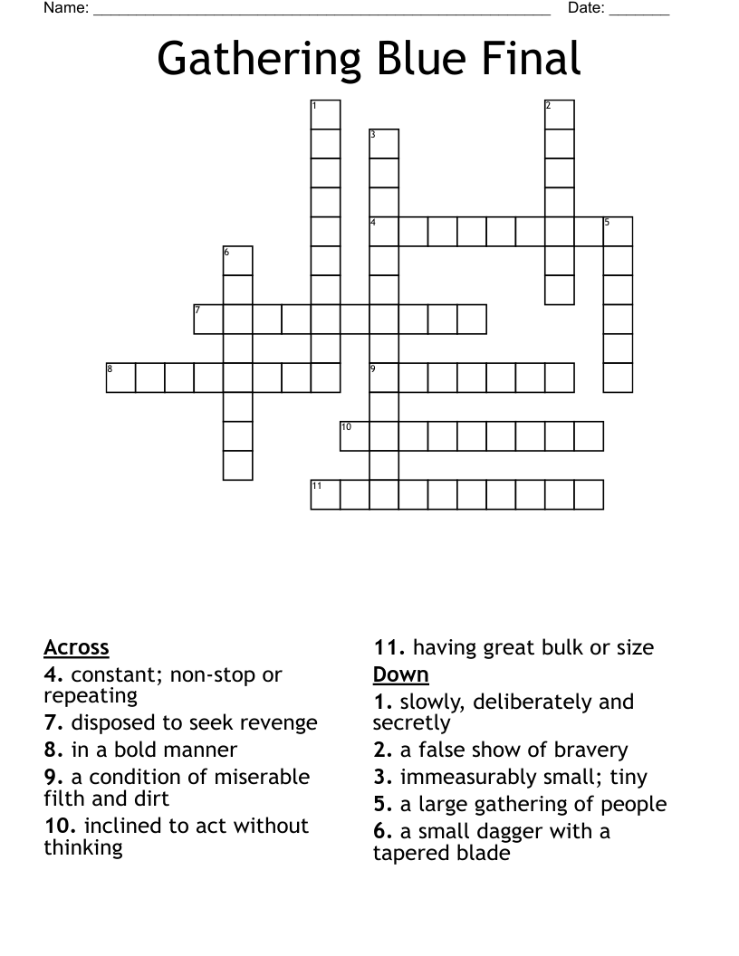 Gathering Blue Final Crossword