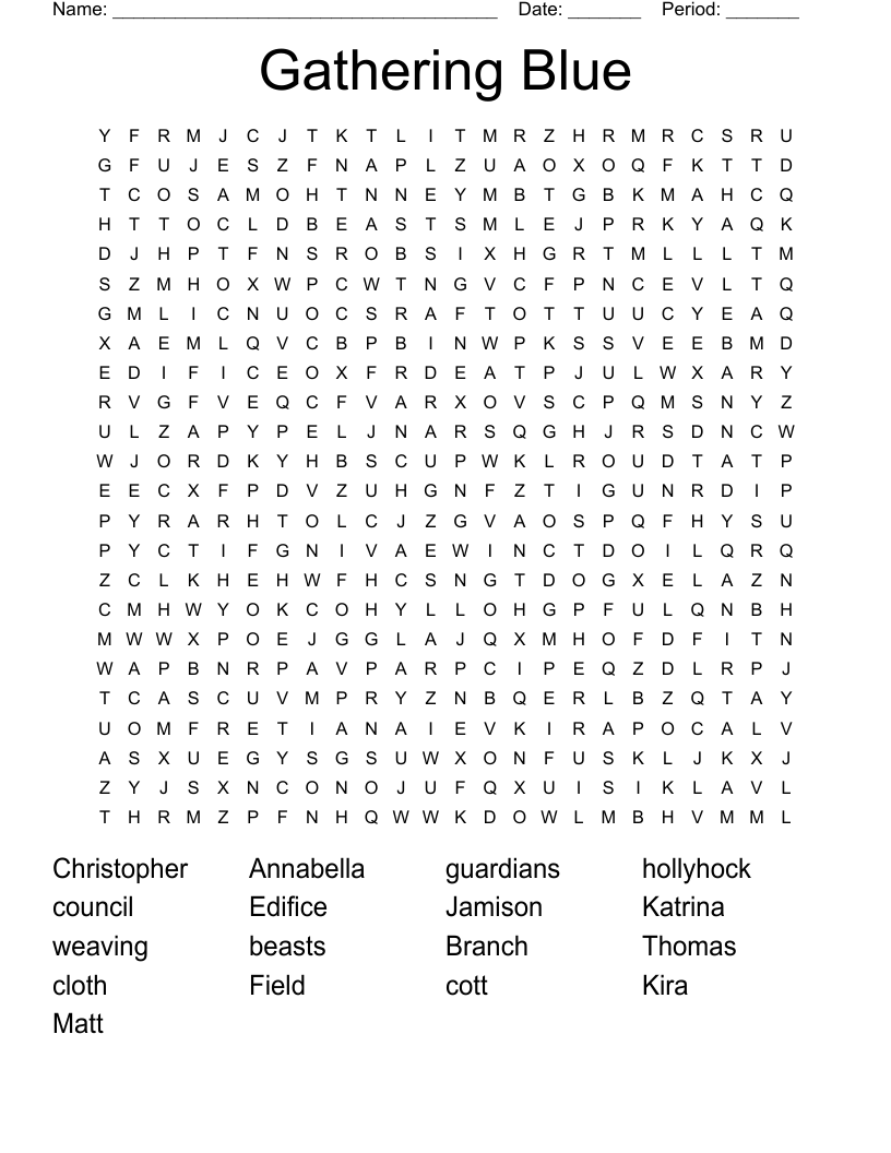 Gathering Blue  Word Search