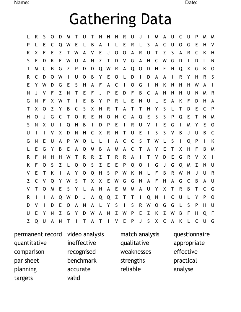Gathering Data Word Search