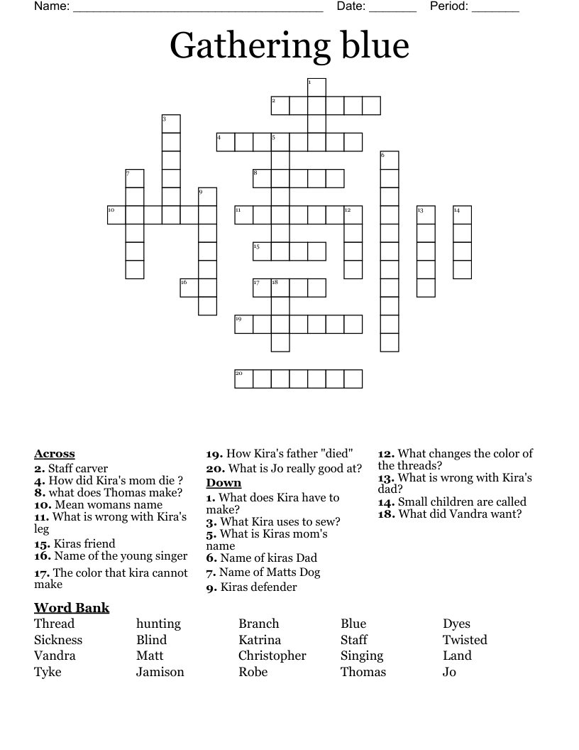 Gathering blue Crossword