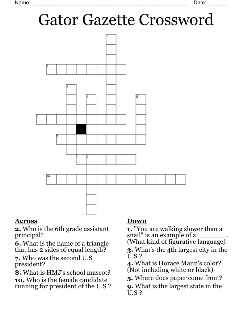 Gator Gazette Crossword 