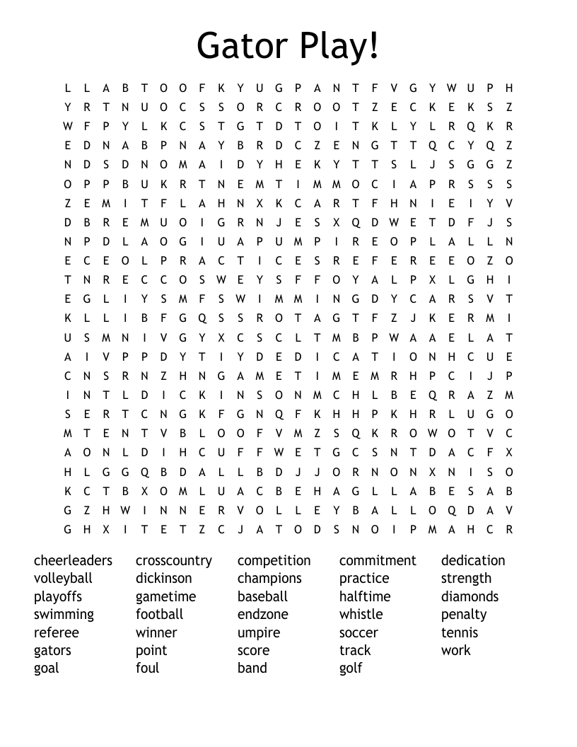 Gator Play! Word Search