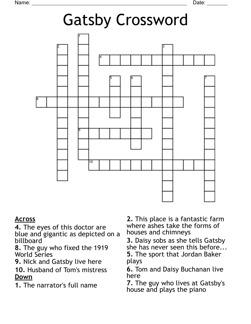 Gatsby Crossword