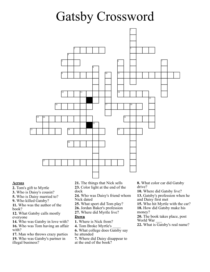 Gatsby Crossword