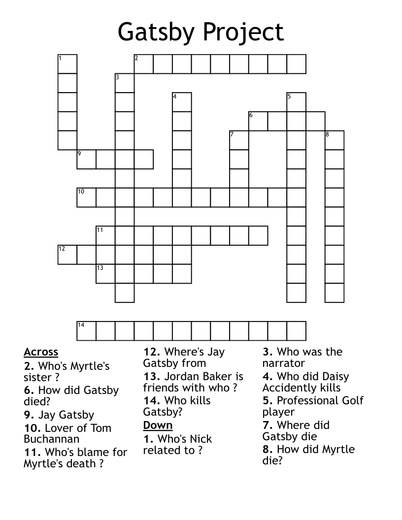 Gatsby Project  Crossword