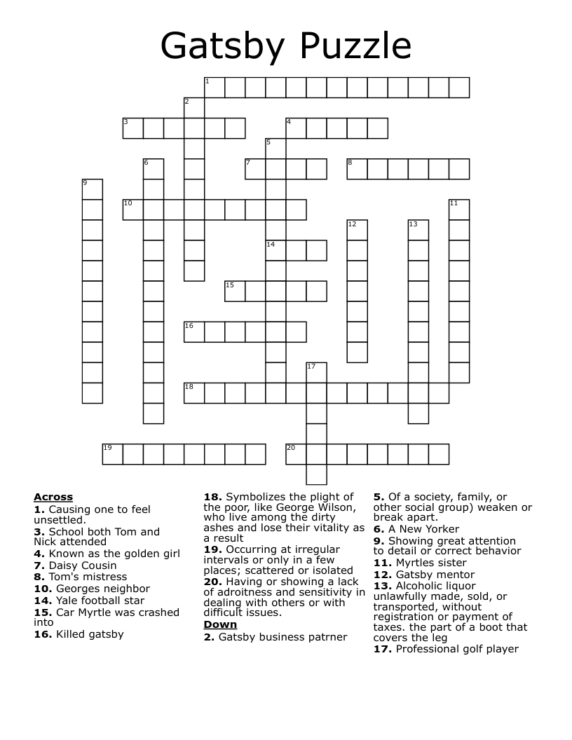 Gatsby Puzzle  Crossword