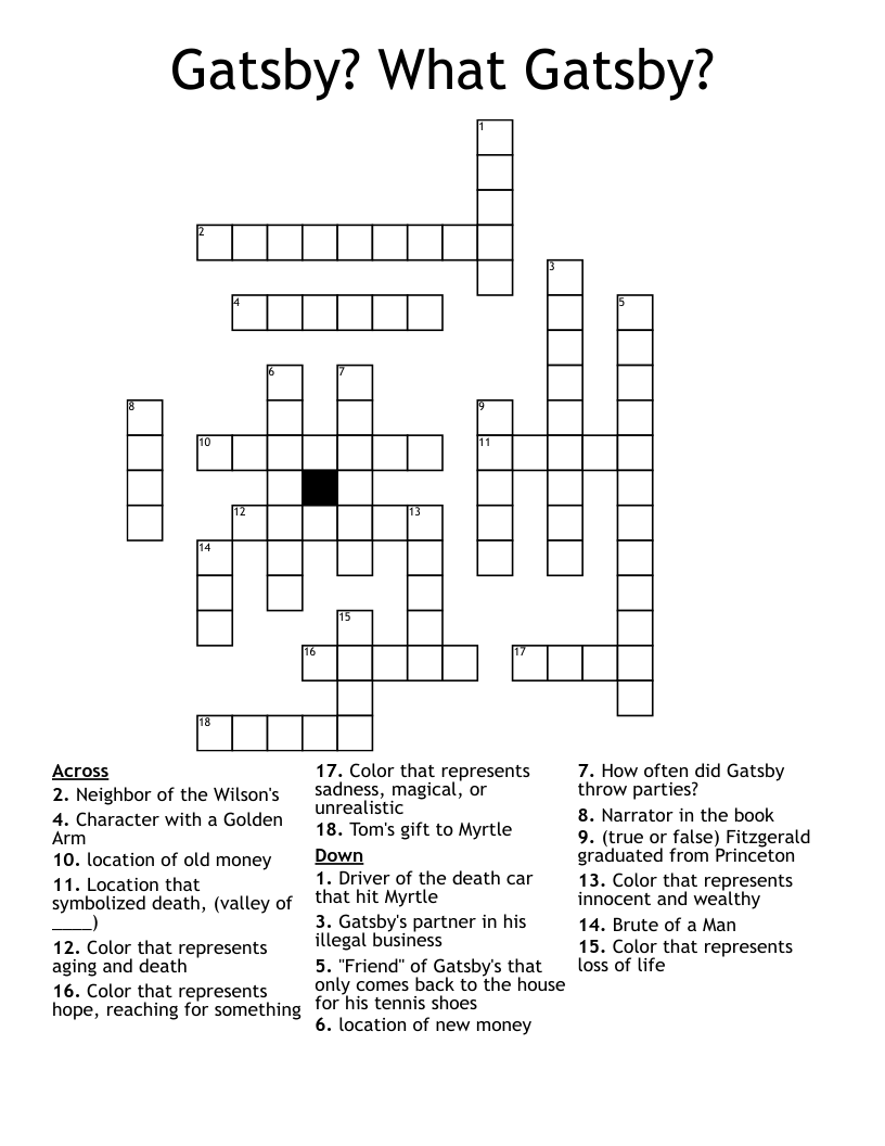 Gatsby? What Gatsby? Crossword