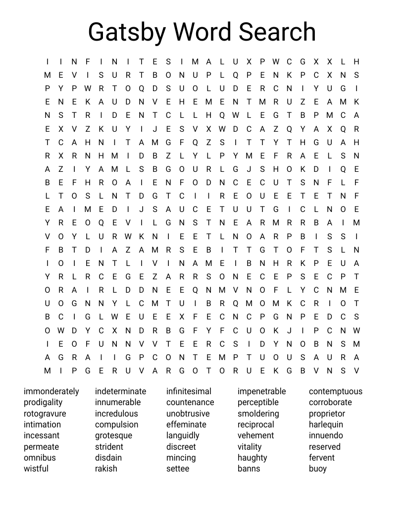 Gatsby Word Search 