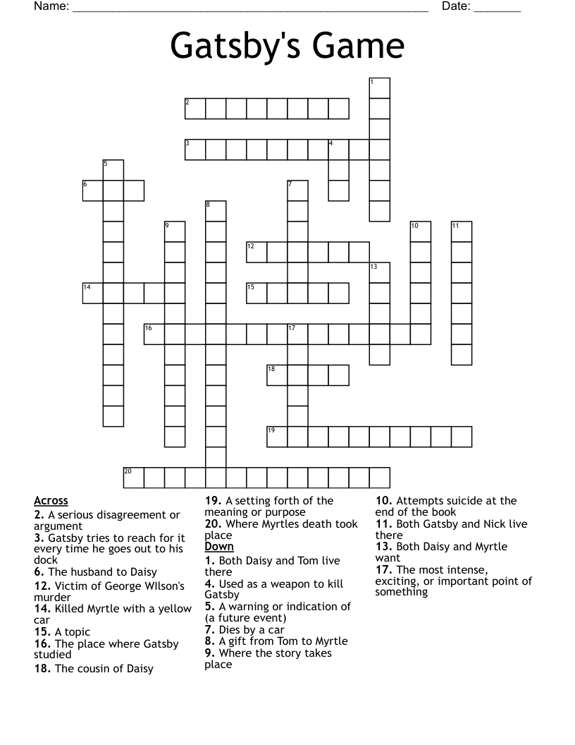 Gatsby's Game Crossword