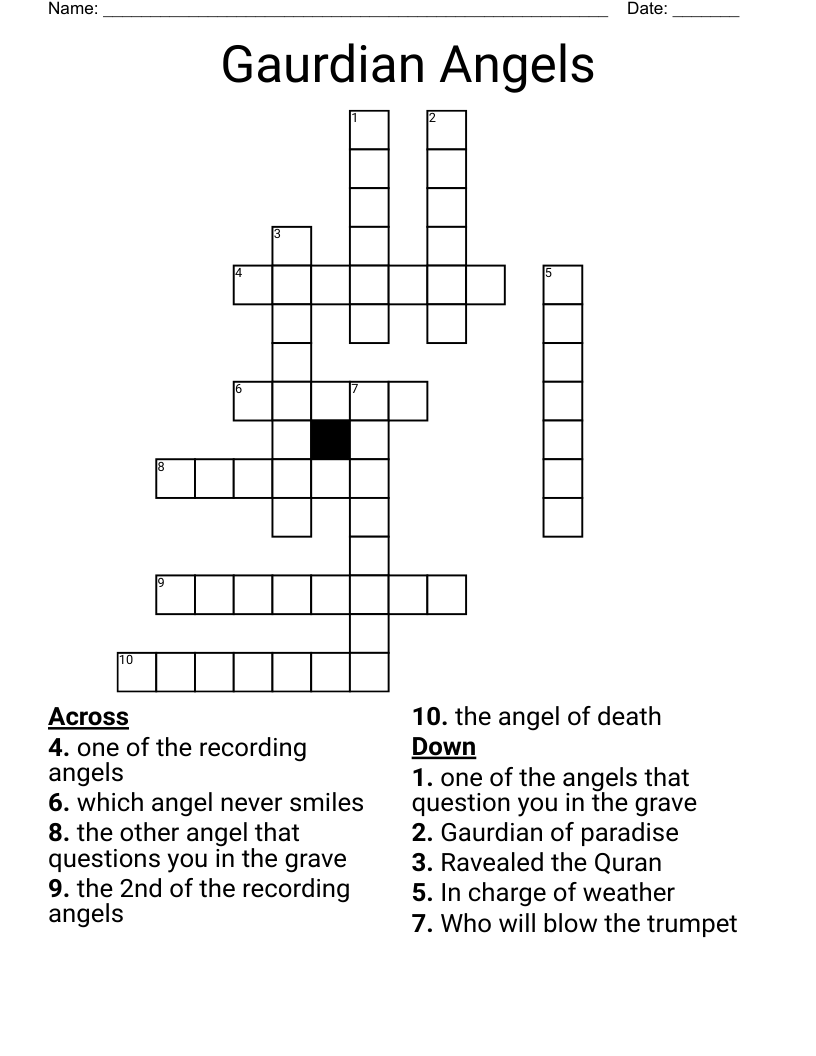 Gaurdian Angels Crossword