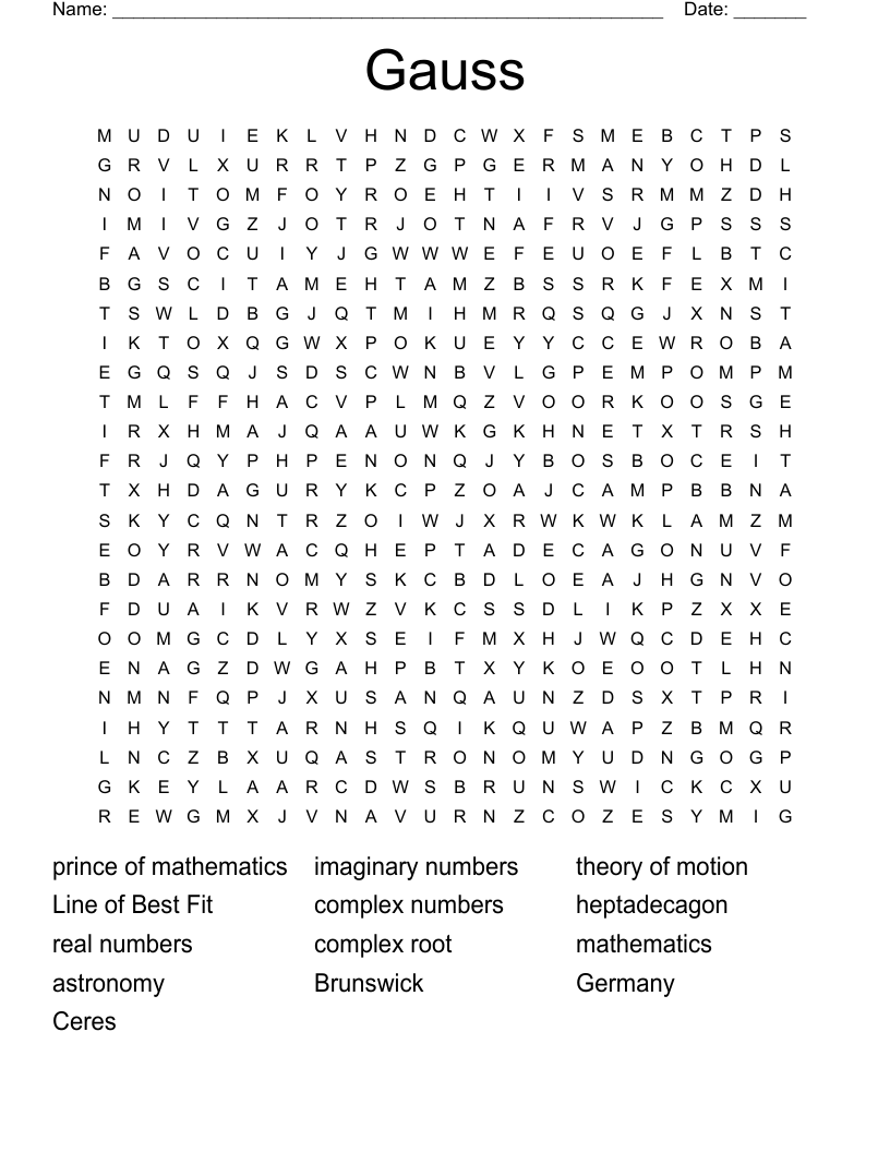 Gauss Word Search