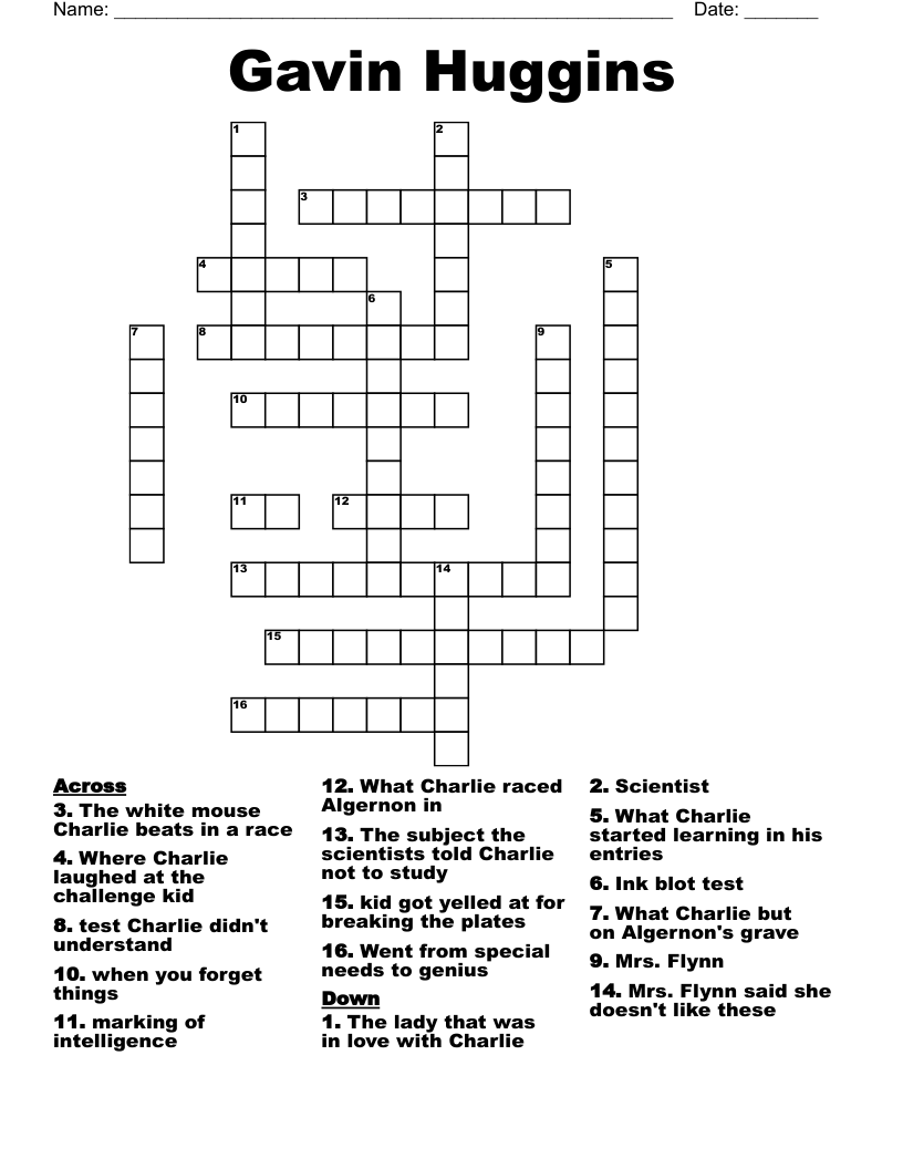 Gavin Huggins Crossword