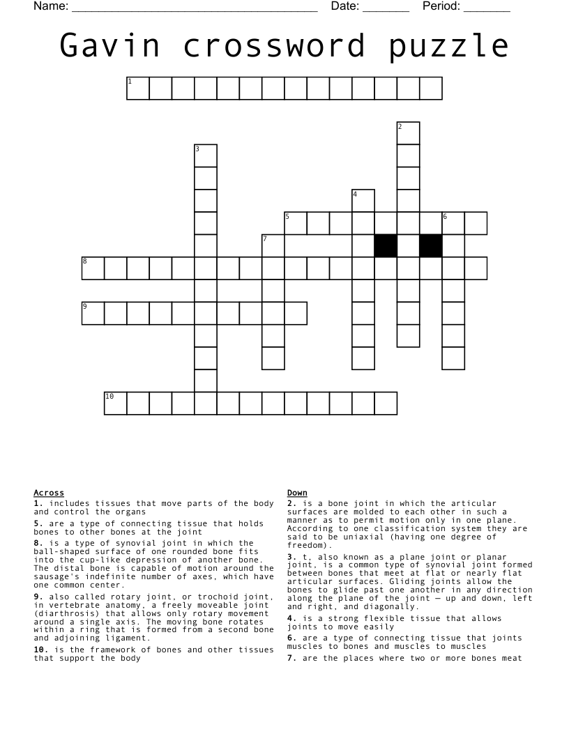 Gavin crossword puzzle