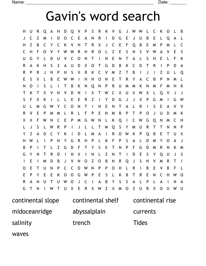 Gavin's word search